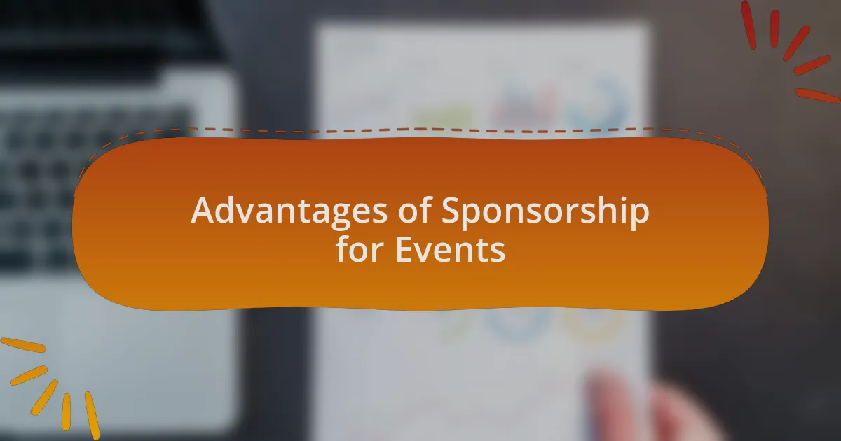 Advantages of Sponsorship for Events