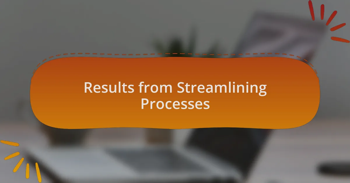 Results from Streamlining Processes